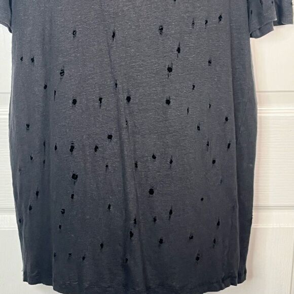 IRO Clay Black Distressed Tshirt Sz XL Linen Holes - Picture 4 of 12